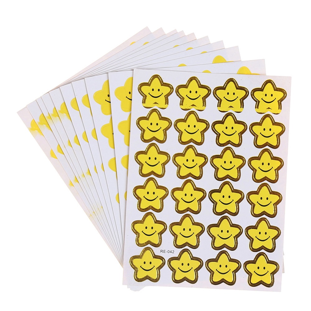 JZK 80 hojas Vistoso Sonrisa pegatinas Estrellas pegatinas adhesivas etiquetas para álbum cuaderno y premiar a los niños 