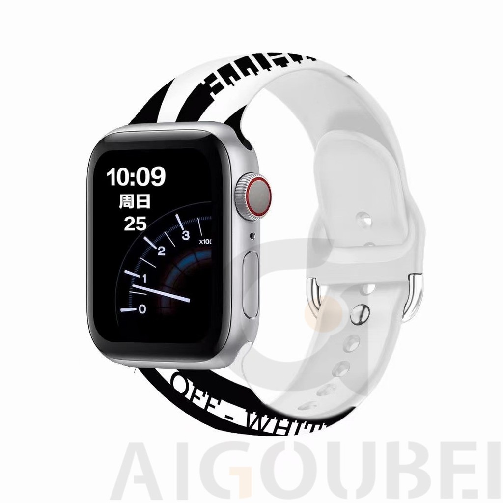 OFF white [Spot &amp; COD] La Última Correa De Plástico Con Hebilla Cuadrada De Apple Watch Series 5 4 3 2 1 Para Iwatch 38 Mm 40 42 44