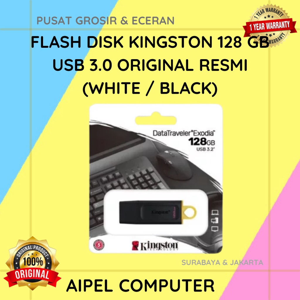 Fdk128 | Disco flash KINGSTON 128GB USB 3.0 ORIGINAL oficial (blanco/negro)