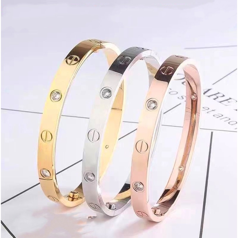 Rosa Blanco K Color KC Diamante Pulsera Clásica Moda Pareja Para Y Mujeres | Shopee México