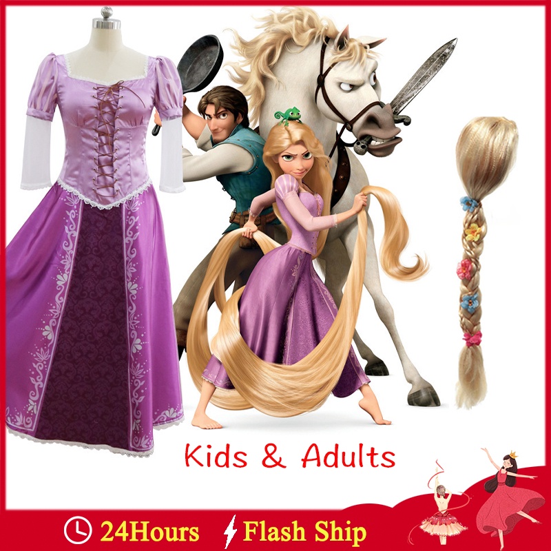 Disney Rapunzel Princesa Adulto Y Niños Niñas Vestido Enredado Fiesta De  Halloween De Cumpleaños Navidad Cosplay Disfraz Peluca | Shopee México