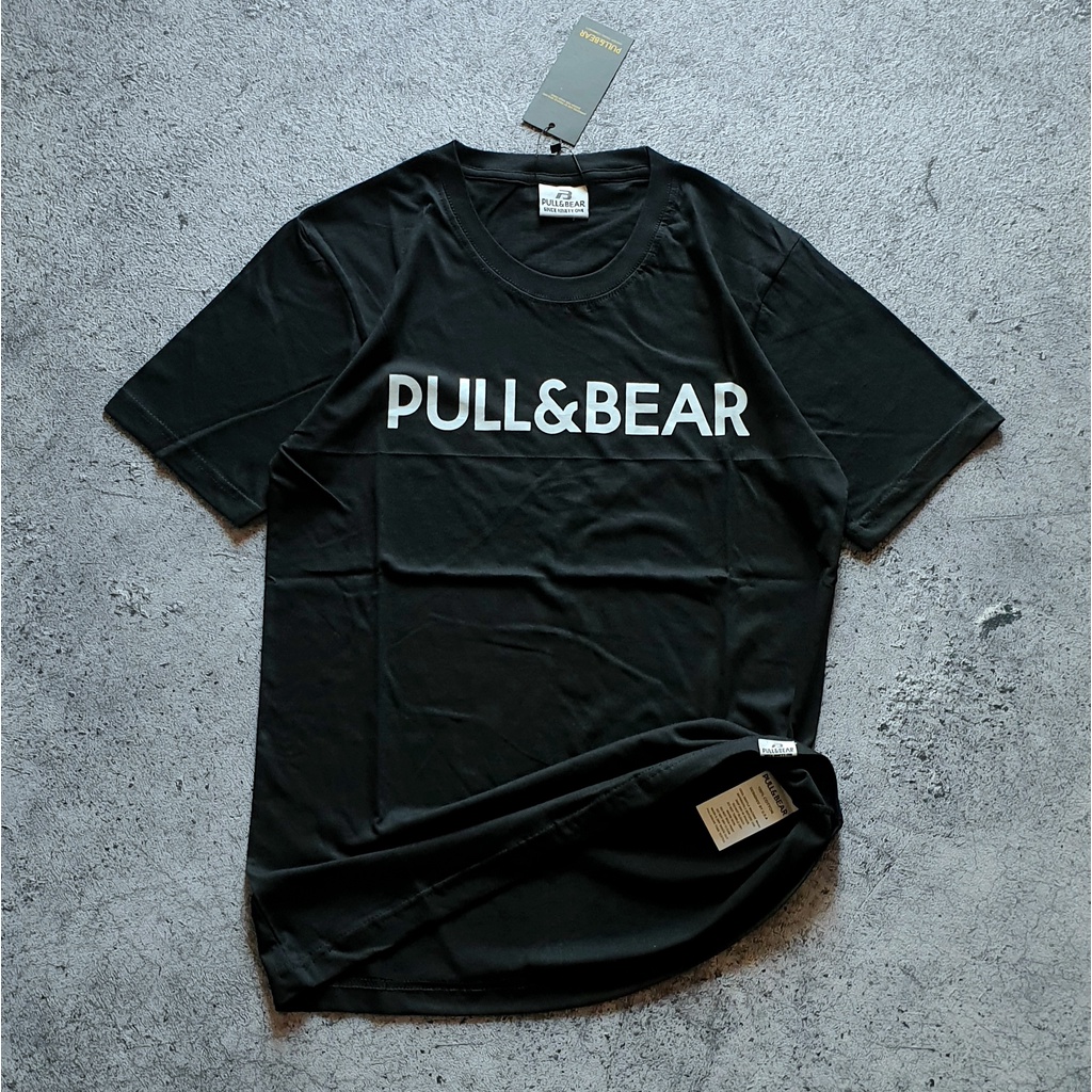Pull & BEAR negro espejo LOGO camiseta |Camiseta hombre| |Distro camiseta| Shopee México