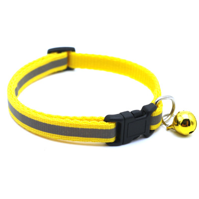 amarillo Gesh Collar reflectante ajustable para mascotas con hebilla de liberación de seguridad con campana para perro 