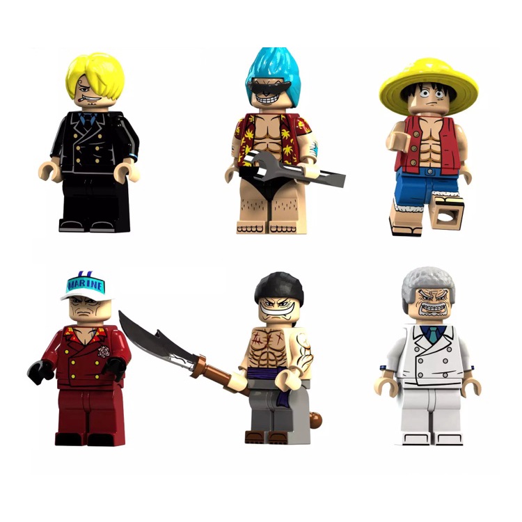 6 Figuras One Piece Set 3 Lego bloques de construcción armables minifiguras Luffy