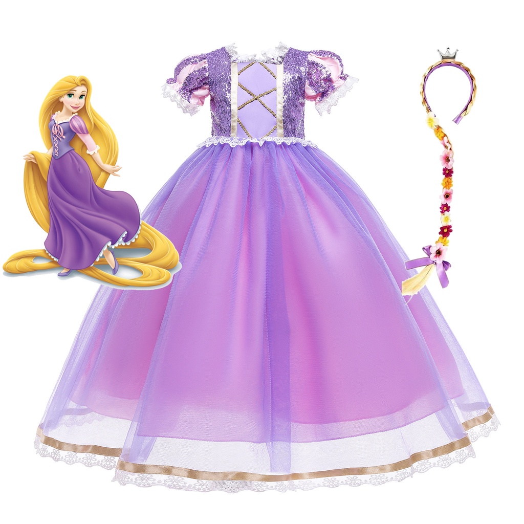 Nuevo Disfraz De Rapunzel Para Niños Disney Princesa Vestido De Fiesta |  Shopee México