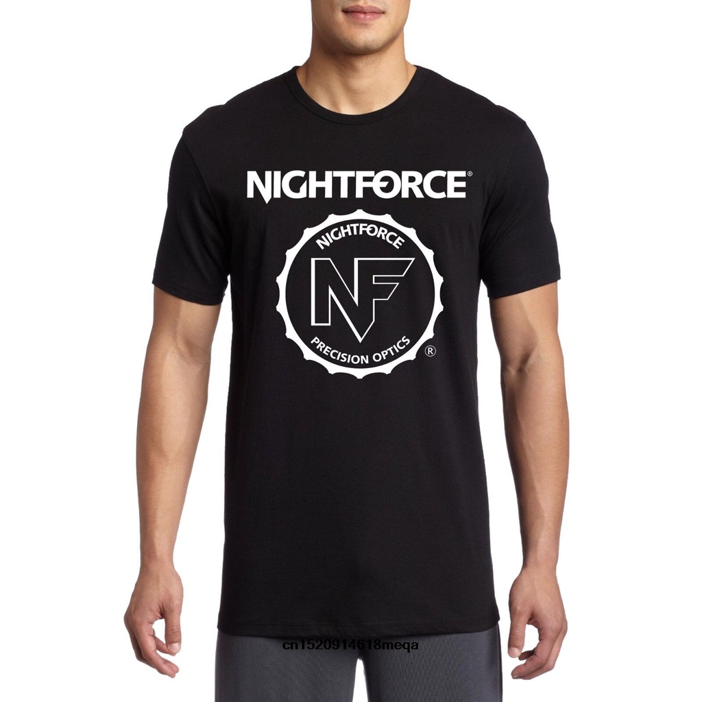 T Nightforce Rifle Scopes Óptica Deportiva Tiro Negro Hombre Manga Corta Camiseta