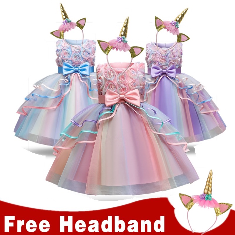 Vestido Elegante de unicornio con flores para fiesta de cumpleaños para  niña | Shopee México