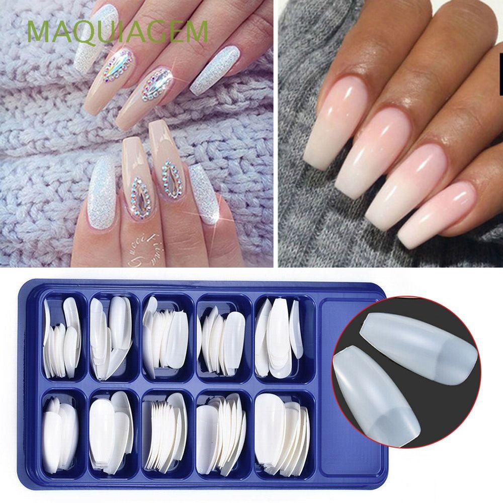 Maquiagem 100pcs Box Half Cover False Nail Tips Diy Manicure Coffin Fake Nails Ballerina Uv Gel Clear White Natural Acrylic Beauty Tools Shopee Mexico