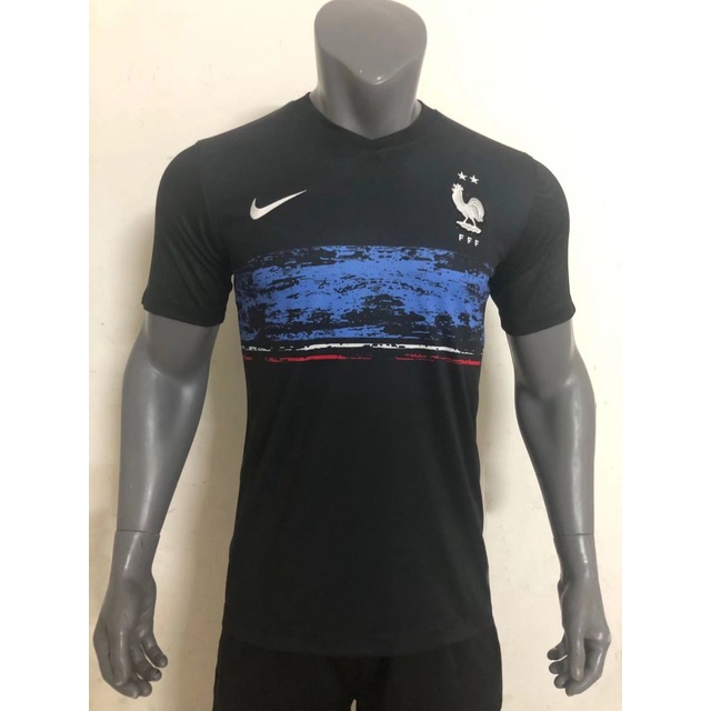2022 Francia Uniforme Entrenamiento Versión fan Jersey Hombres Suéter Negro Camiseta Top