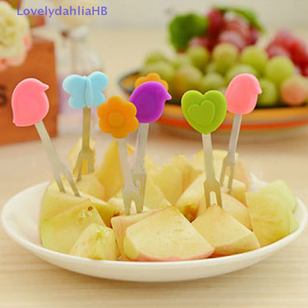 pasteles HANBIN Adecuado para frutas postres mini palillos de dibujos animados de alimentos para animales ABS de grado alimenticio lindo mini cartel de almuerzo Animal lindo mini tenedor de frutas 