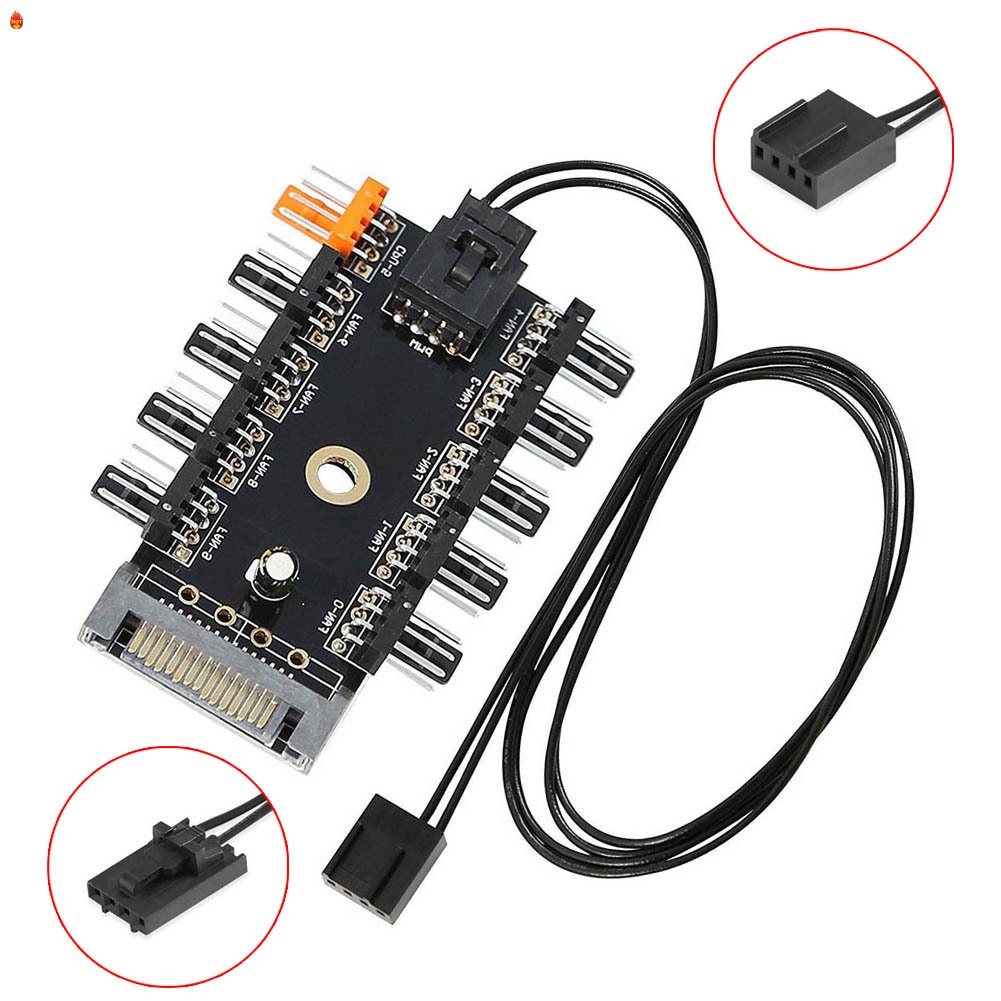 Chassis Fan Hub Cpu Cooling Hub 10 Port 12v 4 Pin Pwm Fan Hub Sata Shopee Mxico