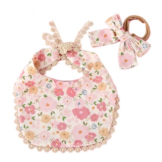 Far1 2 Pcs Set Baby Feeding Drool Bib Floral Headband Set Lace Up Tassel Saliva Towel Soft Cotton Triangle Bandana Burp Cloth Shopee Mexico