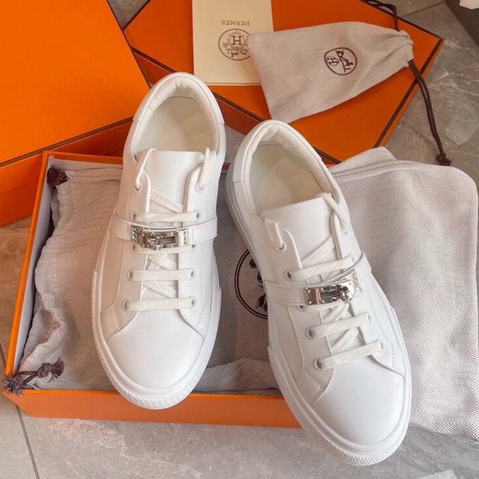 Hermes Pequeños Zapatos Blancos Nuevas Zapatillas De Deporte Con Cordones Para Hombres Y Mujeres Parejas | Shopee México