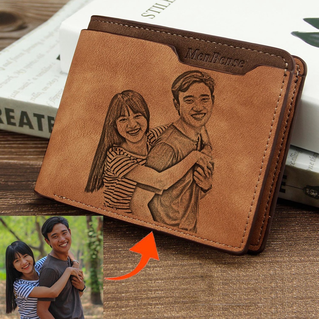 Cartera De Fotos Personalizada Para Regalo, Minimalismo Vintage, Grabado A Mano, Carteras Personalizadas De Alta Calidad, Bolso De Piel Shopee México