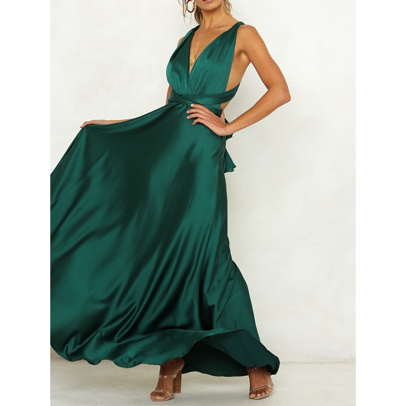 Elegante Vestido De Fiesta De Satén Verde Sexy Vendaje Sin Tirantes Vestidos  Largos De Verano Espalda W05 | Shopee México