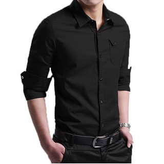 Camisa Oxford para Hombre Blusa de Color sólido de Moda Slim Fit Vestido Formal Tops Primavera Verano Camisa de Negocios Juvenil 