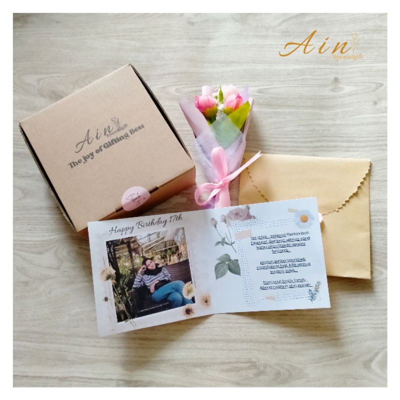 Tarjeta de felicitación personalizada tarjeta de felicitación diseño gratis  ramo de flores caja de tarjeta paquete | Shopee México