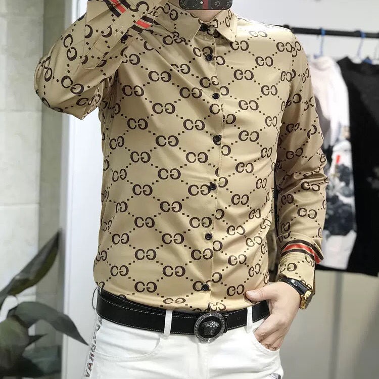 Gucci Primavera Otoño Hombre Camisas De Manga Larga Moda Alta casual tops Hombres Ropa De | Shopee México