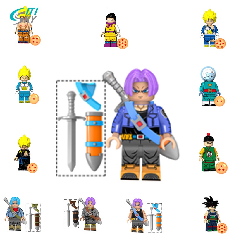lego dragon ball z serie de dibujos animados トランクス(Torankusu) Tien Shinhan  minifigures chichi goku vegeta bloques de construcción juguetes para niños  | Shopee México