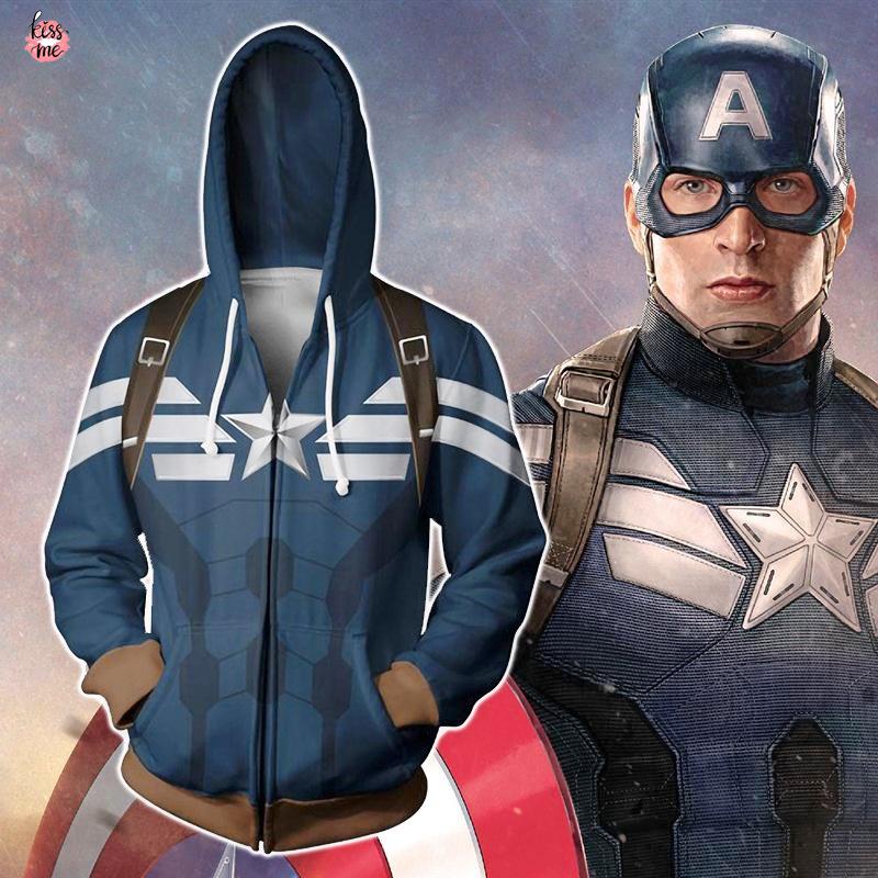 Imperialismo preparar sabor dulce Marvel Sudadera Con Capucha Capitán América Cosplay Hombres Mujeres Zip Con  3TTT | Shopee México