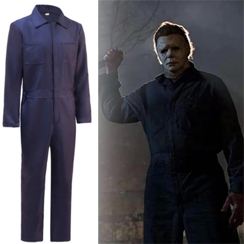 Disfraz De Michael Myers Para Adultos , Hombres , Ropa De Trabajo Azul , Terror Asesino