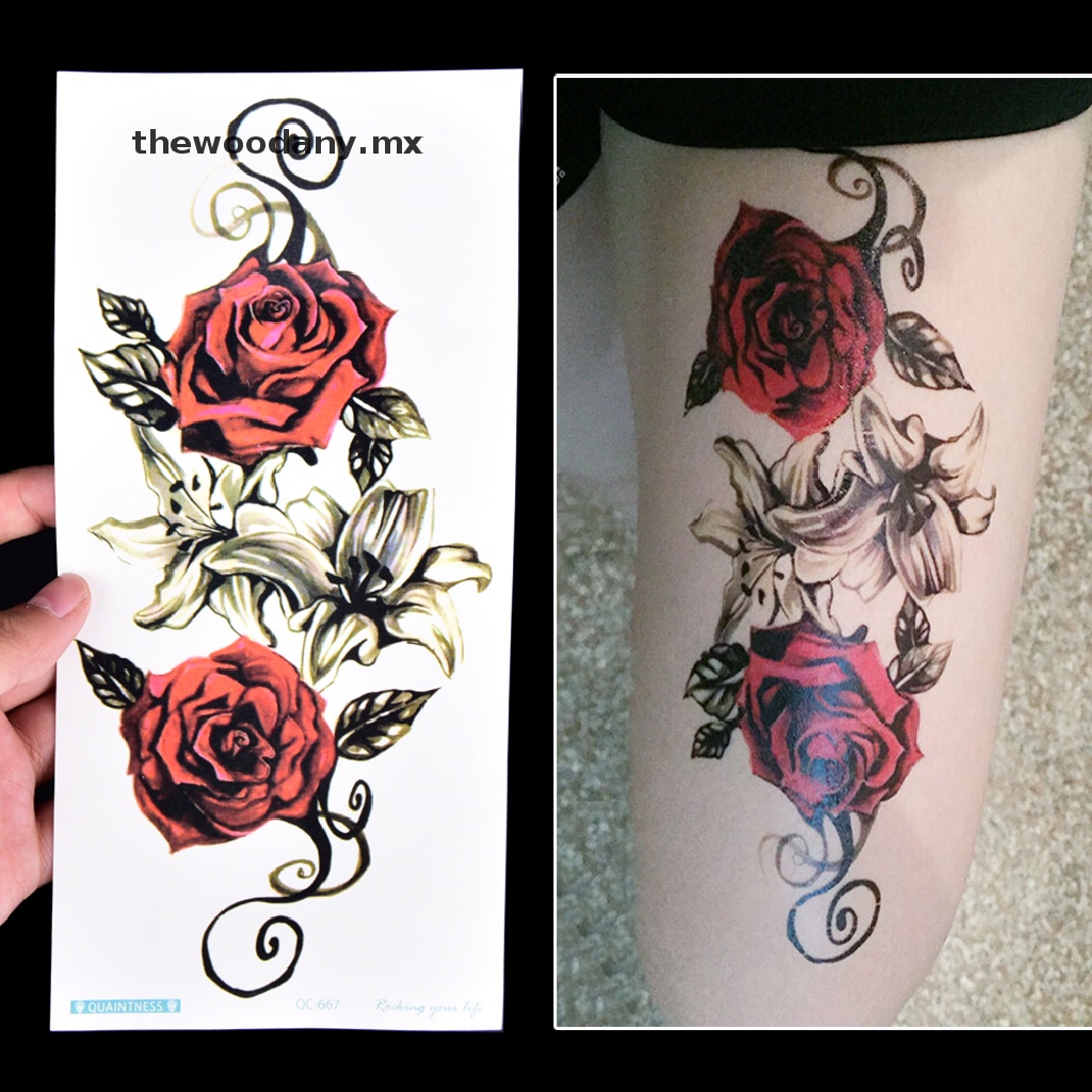 Tatuajes de flores Cuerpo impermeable Tatuajes temporales 