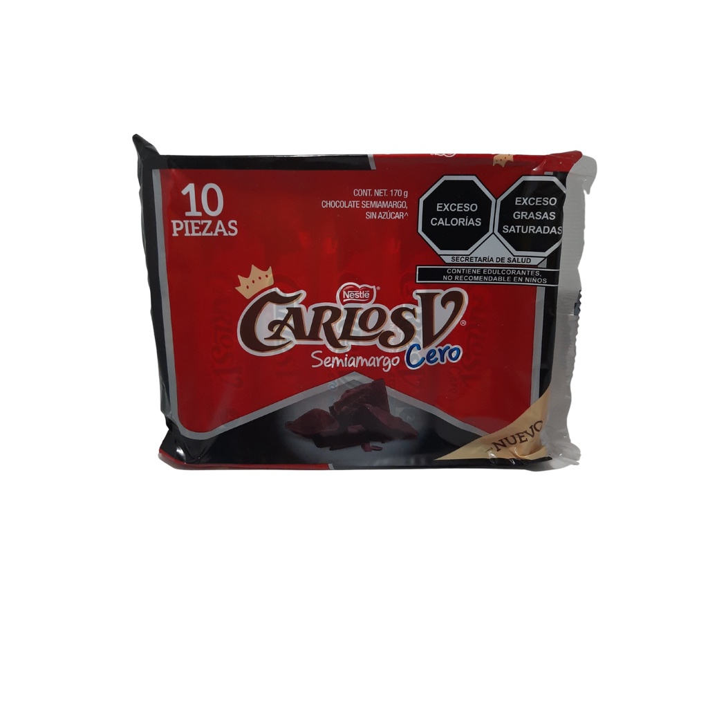 Chocolate Nestle Carlos V Semiamargo Cero 10 Pz 170g Shopee México