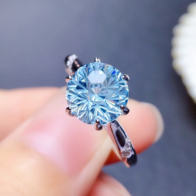 Charming joyas Clear blue Aquamarin anillo mujeres de amistad compromiso regalos de moda