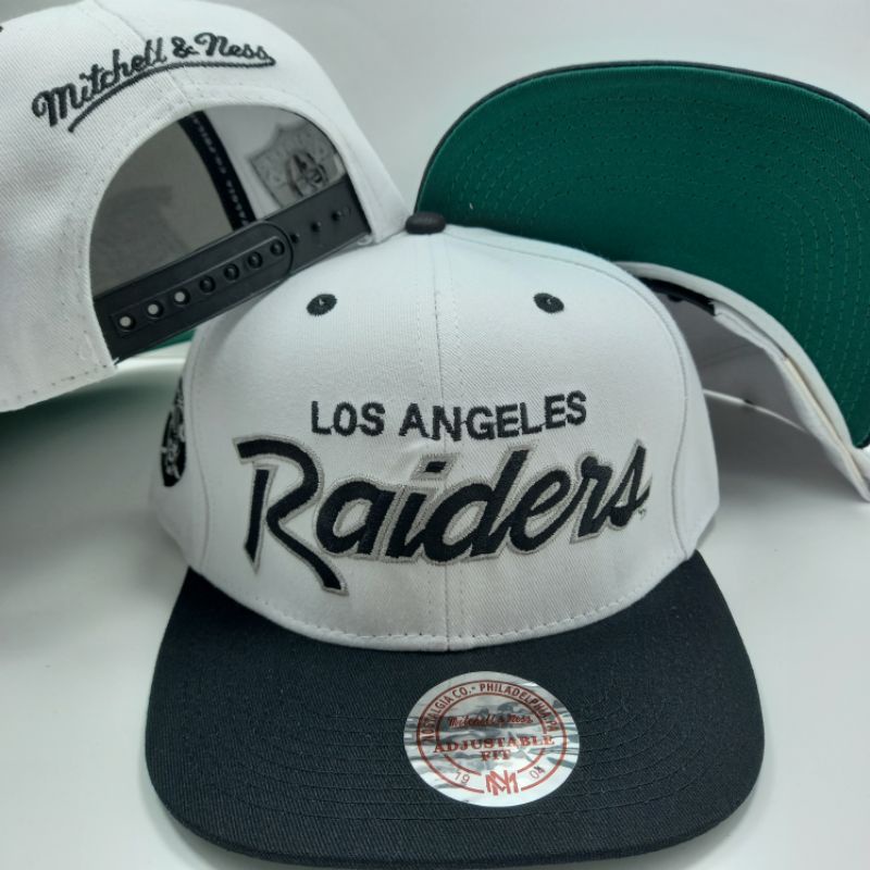 Los Angeles Raiders White Snapback Hat NFL Football Script Letters