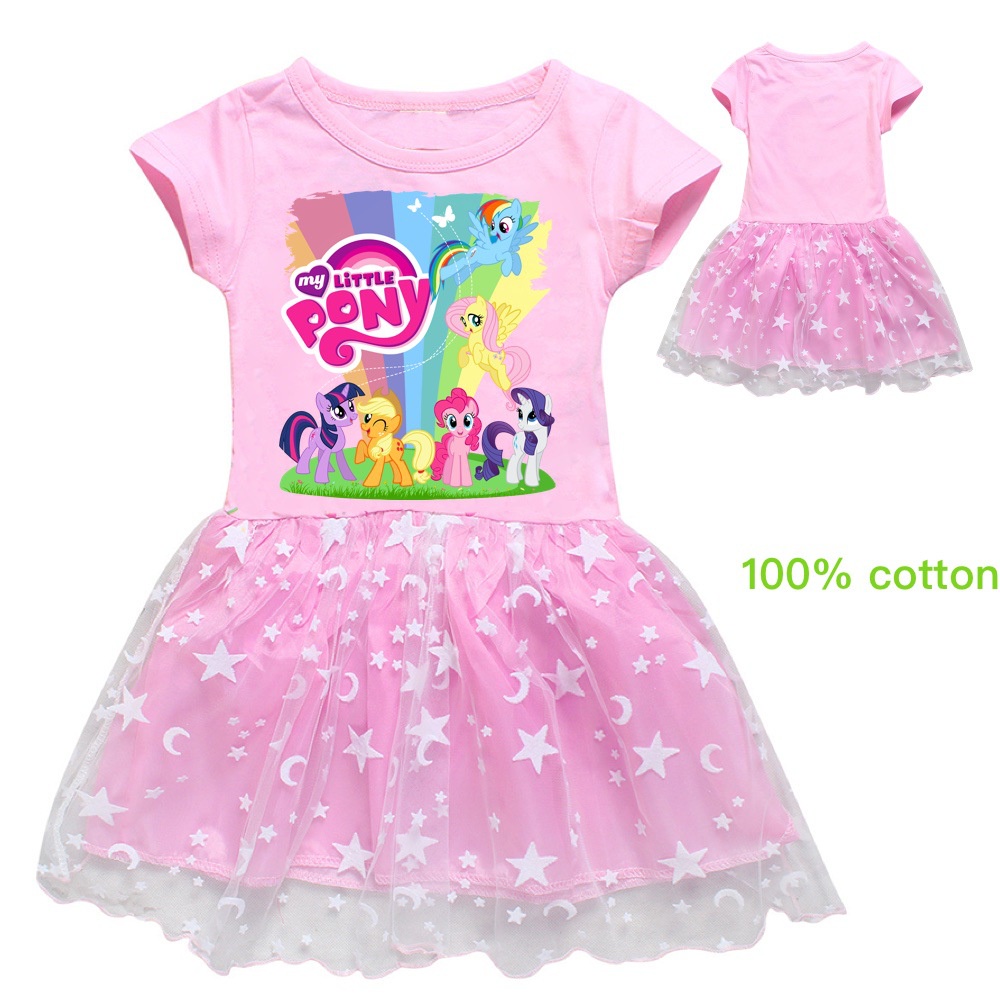 Niños Niñas Anime Dibujos Animados My Little Pony Unicornio Impresión  Caballo Manga Corta O Cuello Vestido Vestidos Casuales | Shopee México