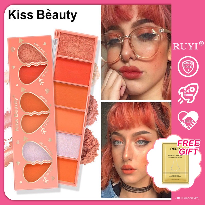 Paleta De Rubor Facial De 6 Colores Fácil De Aplicar Maquillaje Blanco  Naranja Nude Alto Brillo Natural Rouge Polvo Señoras | Shopee México