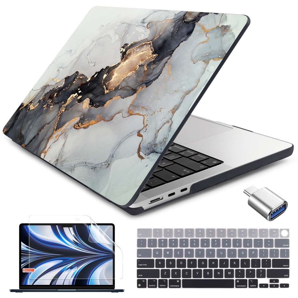 M1 2020/2019/2018 Mármol Reluciente Fintie Funda Compatible con MacBook Air 13 - Súper Delgada Carcasa Protectora de Plástico Duro para Modelo A2337 /A2179/A1932 