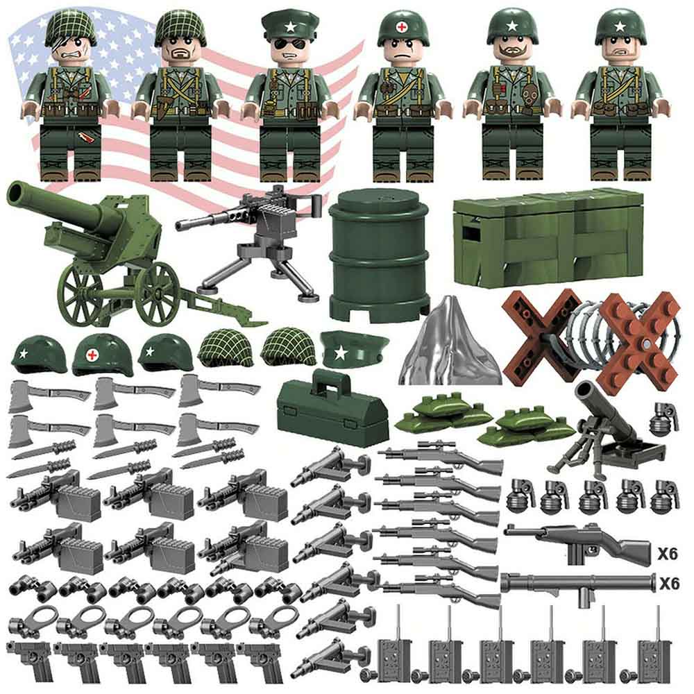 USA Army Soldier WW2 Set US Military Base MiniFigures Blocks Fit Lego UK SELLER