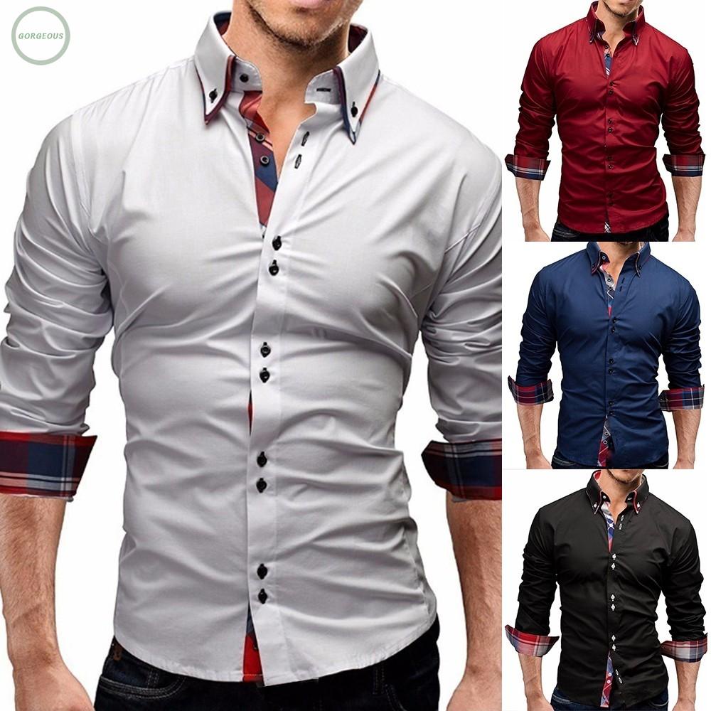 ~ Camisas Para Hombre Con Fondo Transpirable Cómodo De Doble Cuello Ajuste Formal | Shopee México