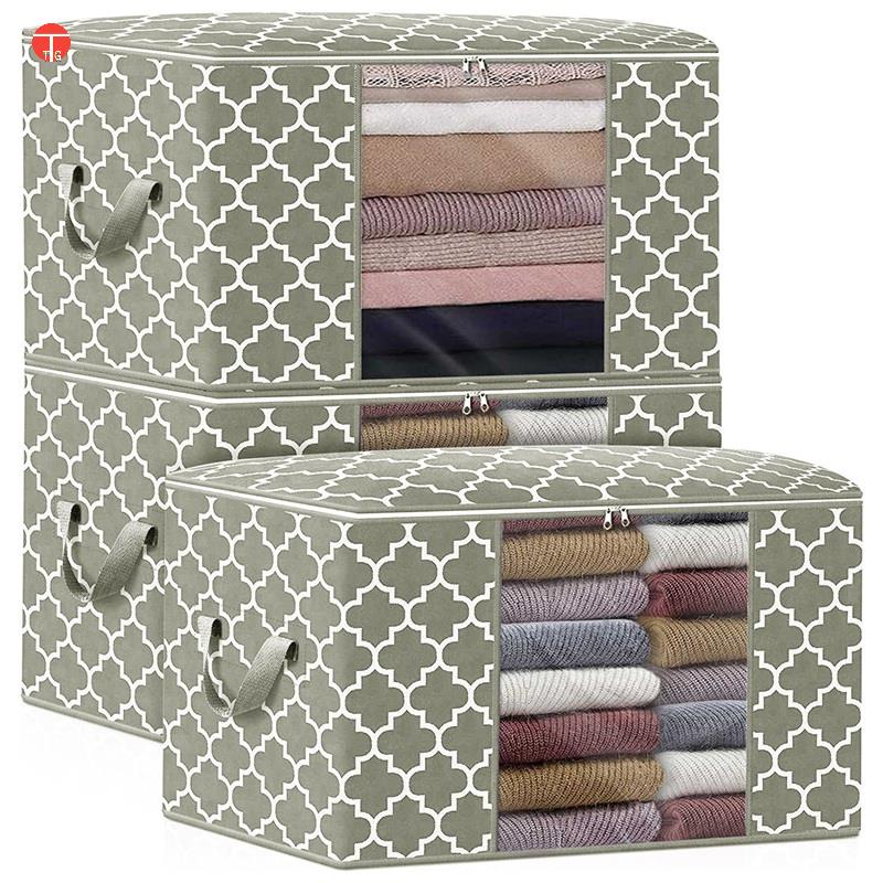 Gris Paquete de 2 Bolsas Cubos de almacenamiento Plegables no Tejidas Reutilizables Multifuncionales Bolsas de Almacenamiento Organizador Plegable 