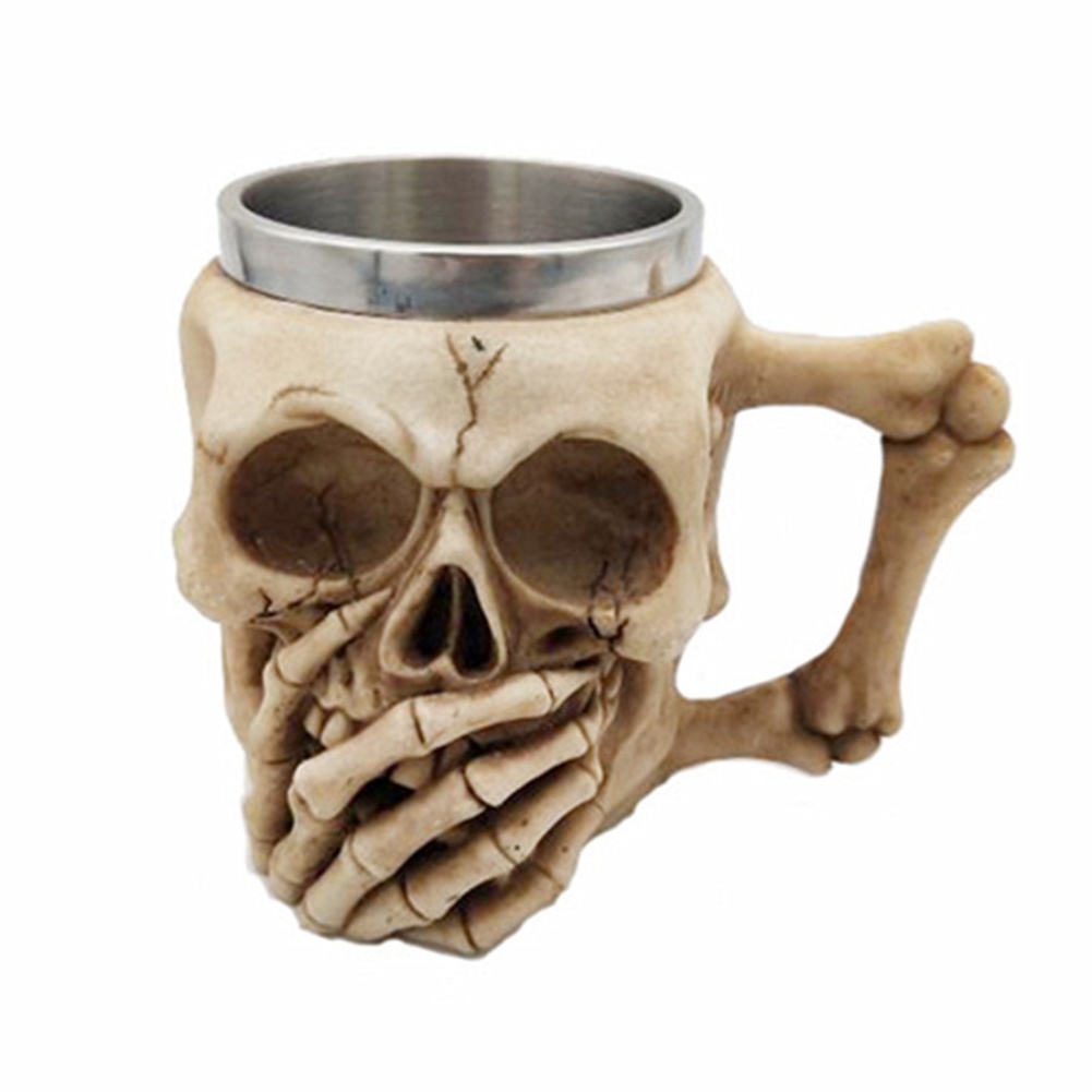 vaso café zumo de esqueleto Cáliz de lobo Taza 3D creativa de calavera de resina gótica para café resina taza de cerveza taza de café de acero inoxidable para bebidas 