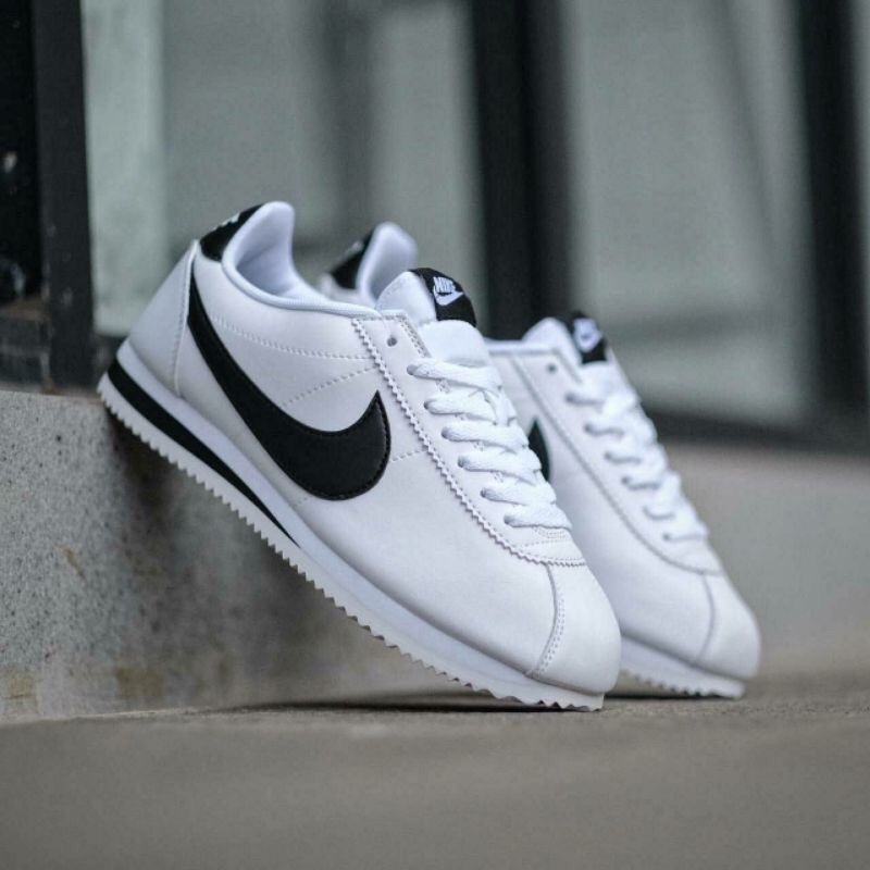 Nike classic cuero blanco negro Original 100% | Shopee