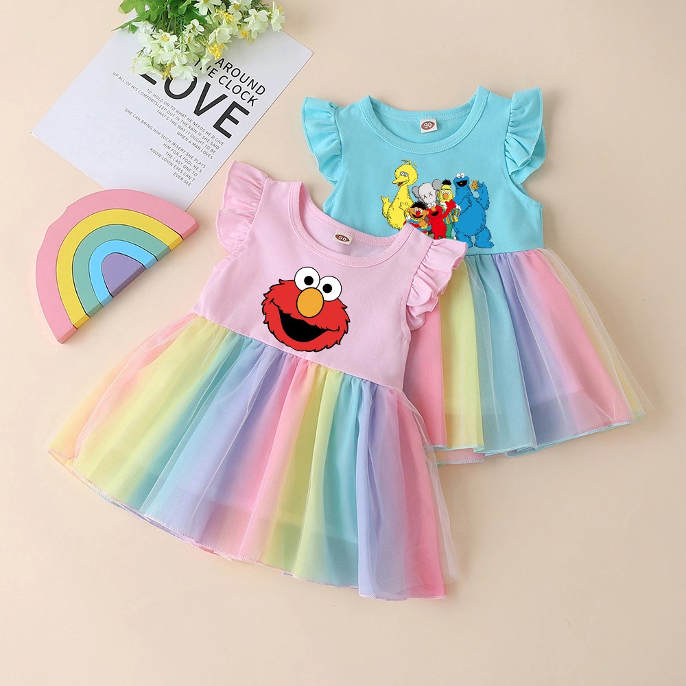 Vestido De Niña ELMO Calle Sésamo Para Niños Ropa Princesa Arco Iris  Vestidos | Shopee México