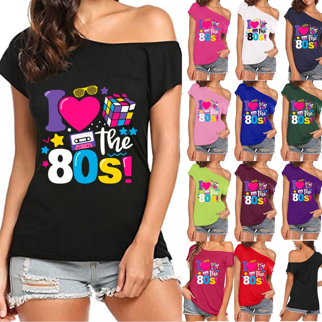 Elivebuy] Camisetas Impresión De Los Años Mujer/Disco De 80/Disfraces/Tops | Shopee México