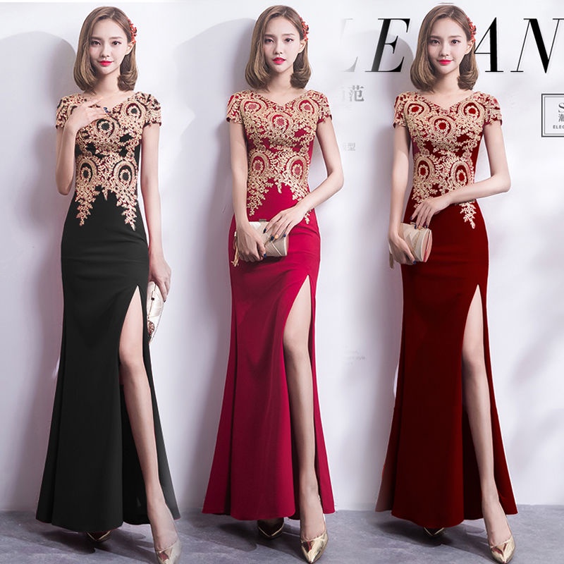 Casual Vestido Vestidos Para Las Mujeres Más El Tamaño De Para Mujer Novia  2022 Nuevo Otoño Sexy Cola De Pez Slim-Fit Largo Boda Banquete Noche |  Shopee México