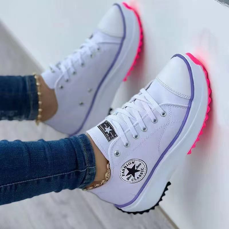 Converse Fashion Mujer , 2022 , Patrón De Lona , Encaje Casual Plano , Deportes De , Correr , Chaussure Femme | Shopee México