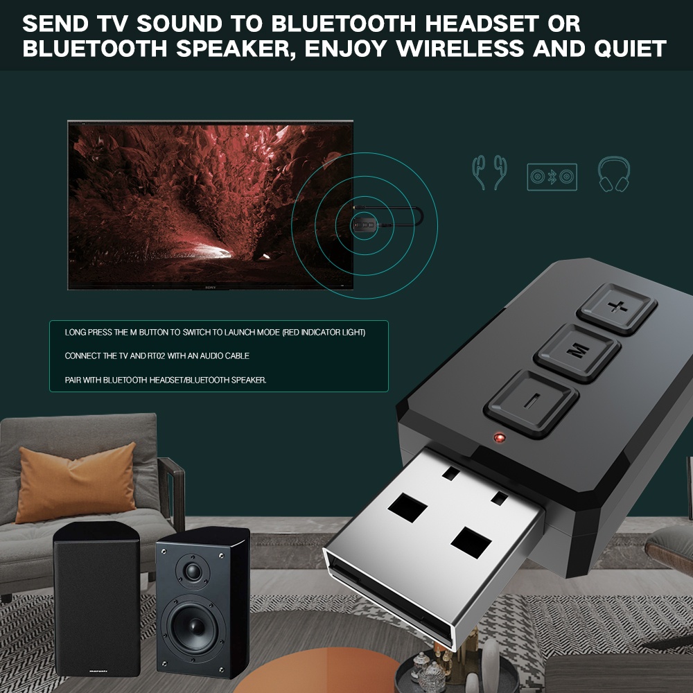 Transmisor y receptor Bluetooth 2 en 1 USB Bluetooth 5.0 Audio Adapter NEWMAN771Her 