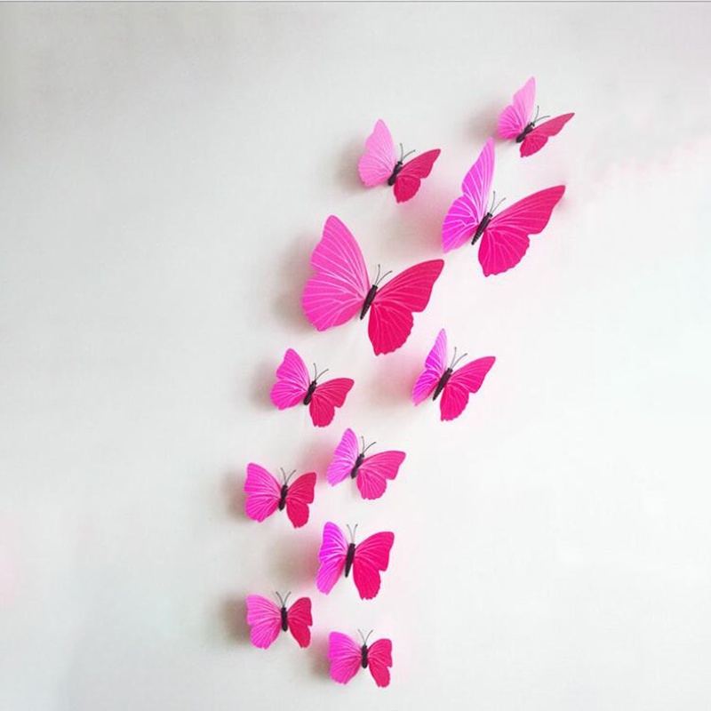 12 Pcs 3D Mariposa Pegatinas De Pared Decoración Habitación decoraciones coloridas Arte Calcomanía Hazlo tú mismo