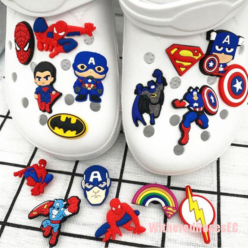 WitheredRosesEC# 10Pcs Spiderman Crocs DIY Cartoon Shoes Charm for Crocs  Slippers Random Style | Shopee México