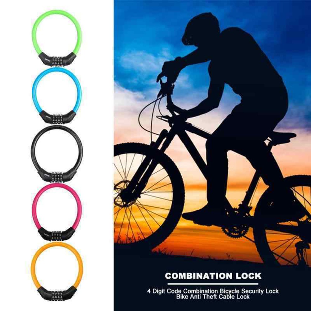 Bicycle Chain Lock Security 4 Digit Password Combination Antitheft Cable Padlock