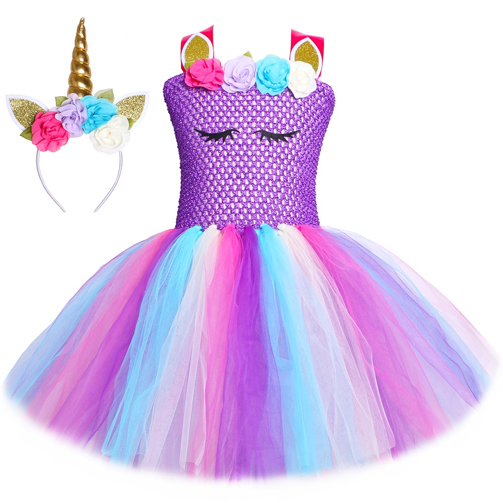 Vestido Tutú De Unicornio Para Niñas Pastel Morado De Fiesta De Cumpleaños  Para Niña Princesa Disfraz De Halloween Para Niños 2-12 Años | Shopee México