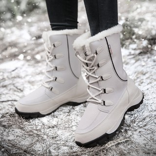 Botas de nieve cálidas y zapatos de algodón impermeable esponjosos botas impermeables de mitad 