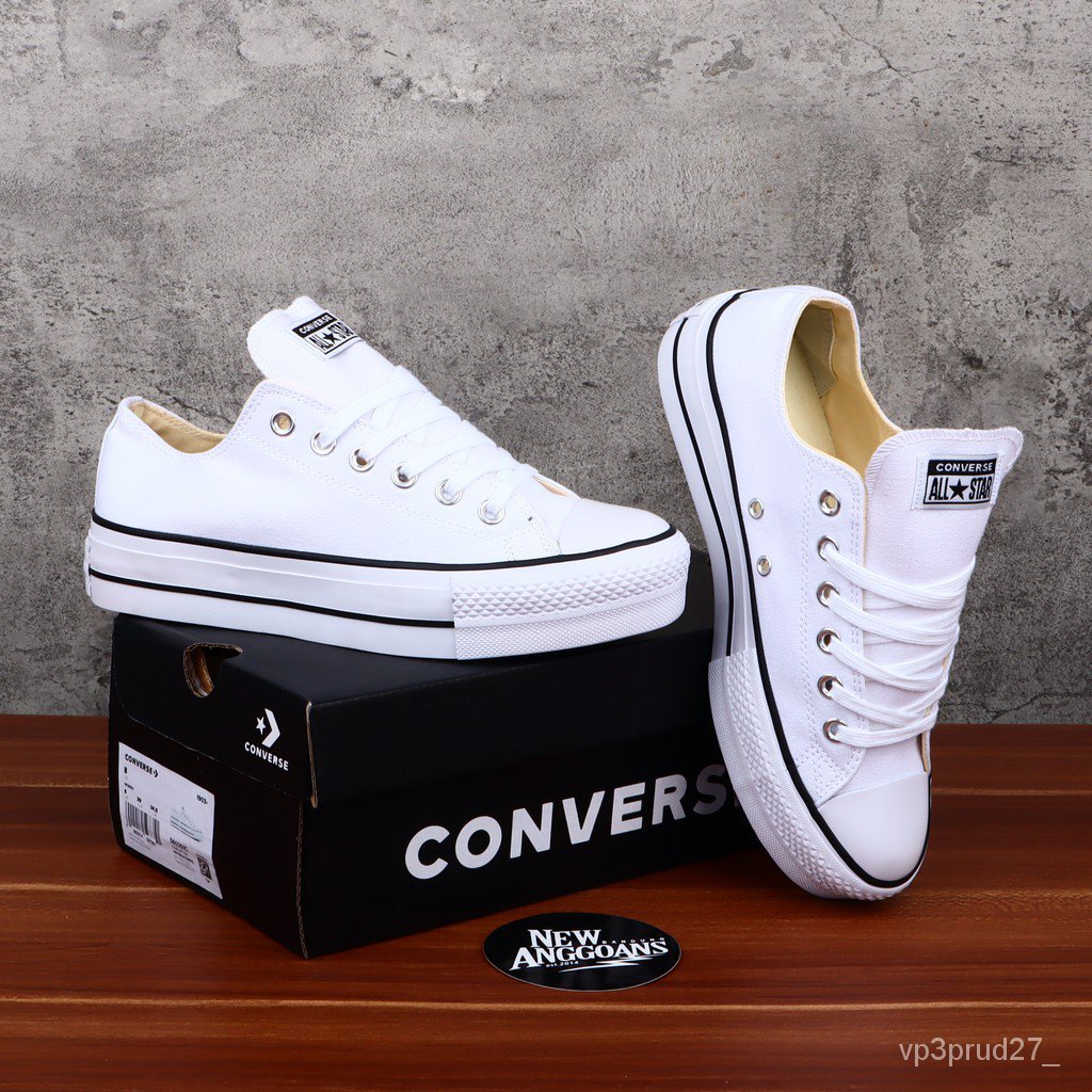 100 % original Converse Zapatos Taylor All Star lift Tacones Altos Plataforma full white ox low | Shopee México