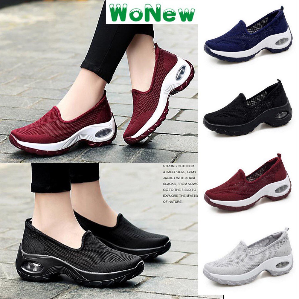 wonew] zapatos deportivos correr transpirables de malla para mujer/zapatos casuales de cojín de aire/tenis de fitness para caminar/zapatos cómodos ligeros | Shopee