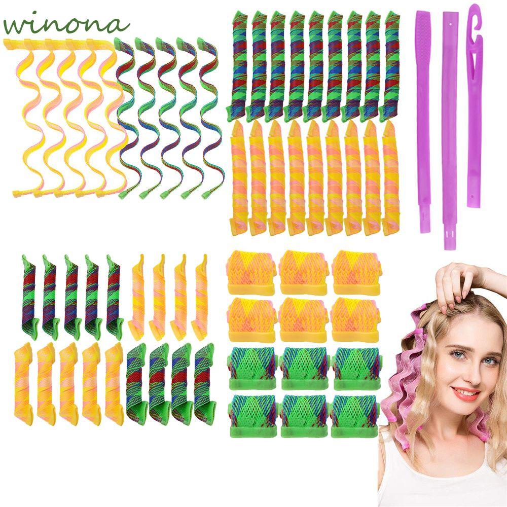 WINONA 20/30/45/64cm Kit de rizadores de pelo Forma de caracol Ola anterior  Rizo redondo espiral Para todos los peinados Suave Sin rizador de calor  Bend Niñas Sin calor Rodillos mágicos para el